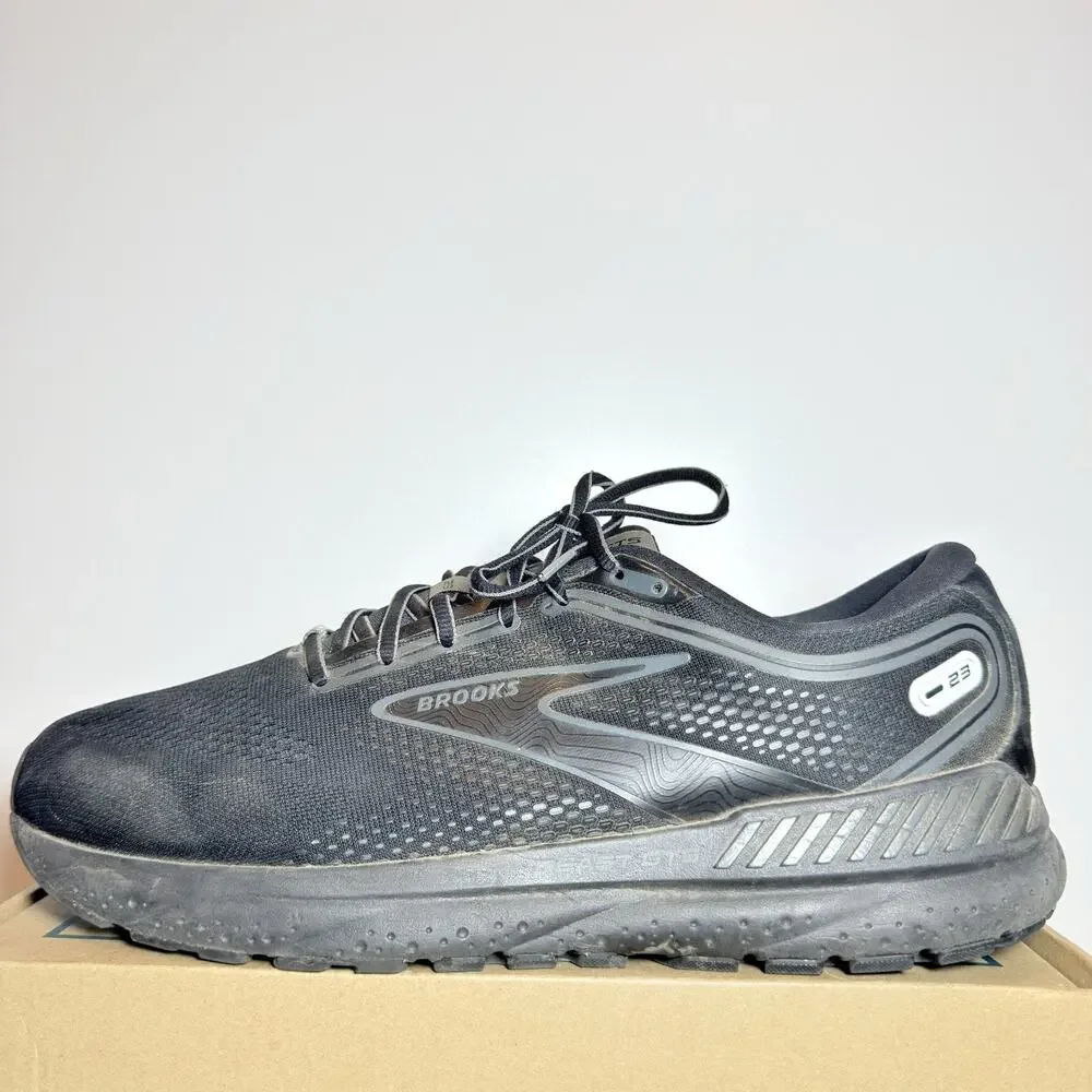 Brooks Adrenaline GTS 23 Mens 13 Black Grey Stability Running Shoes Sneakers